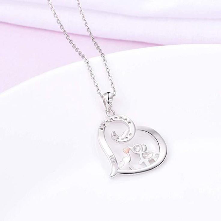 Heart-shaped Elephant Rhinestone Pendant Necklace for Women