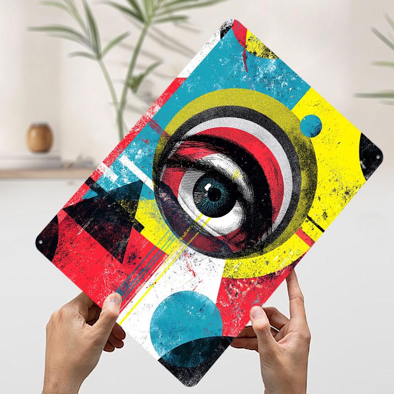 Abstract Eye With Geometric Shapes Printed Poster Customized Wall Art Retro Vintage Metal Tin Signs for Room Decor Men Wand Deko