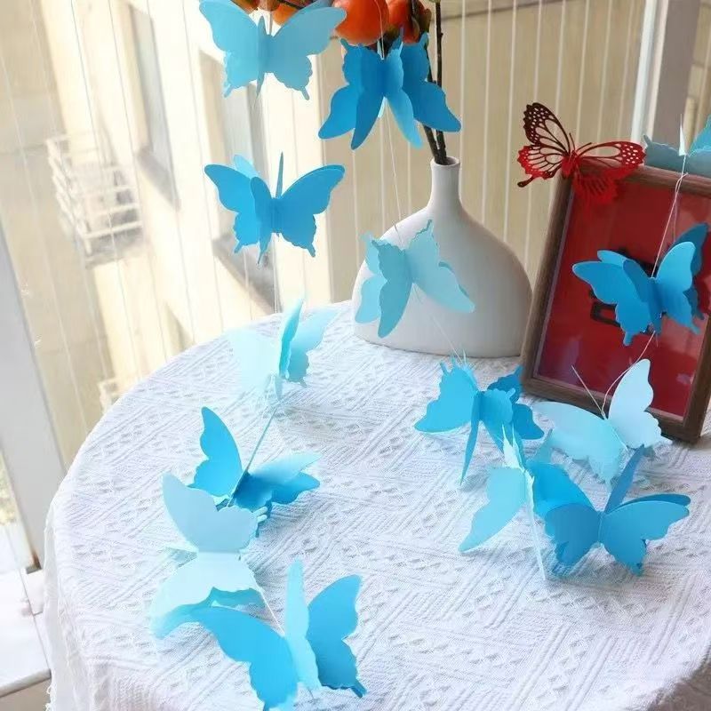 3pcsX2.2m Wedding Room Bedroom Wedding Living Curtains Long Happy Character Latte Flower Decoration Arrangement 3D Set Butterfly