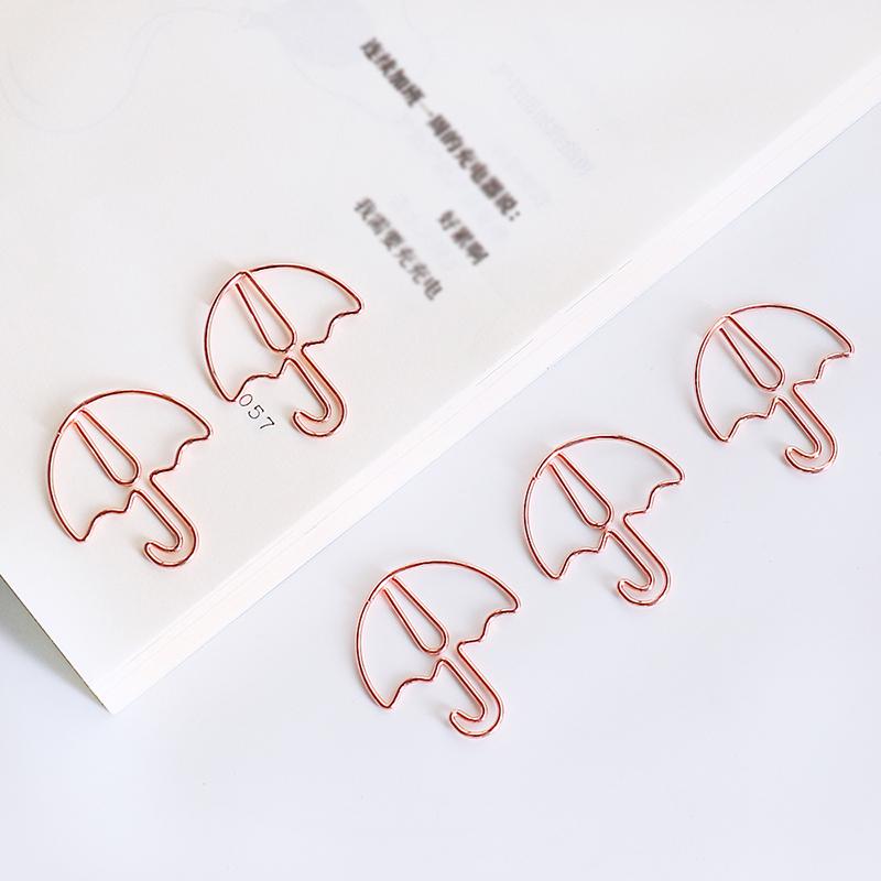 20pcs Umbrella Shape Paper Clip Creative Cute Bookmark Metal Color Cartoon Paper Clips For Planner Office Stationery