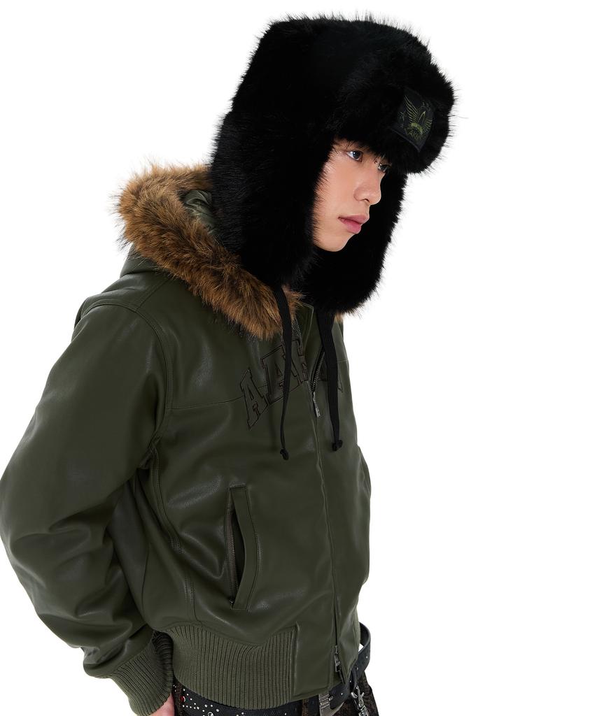 AAKAM Akm Patch Fur Trapper Hat (Black)