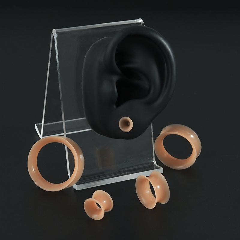 Pair Skin Thin Soft Flexible Ear Tunnels Double Flare Ear Plugs Flesh Tunnel Ear Gauge Expander Stretcher Earlets Earrings