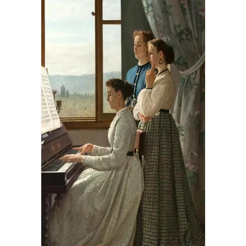 Vintage Play Piano Girls Aesthetic Canvas Painting Posters and Prints Wall Art Picture For Living Room Decoration