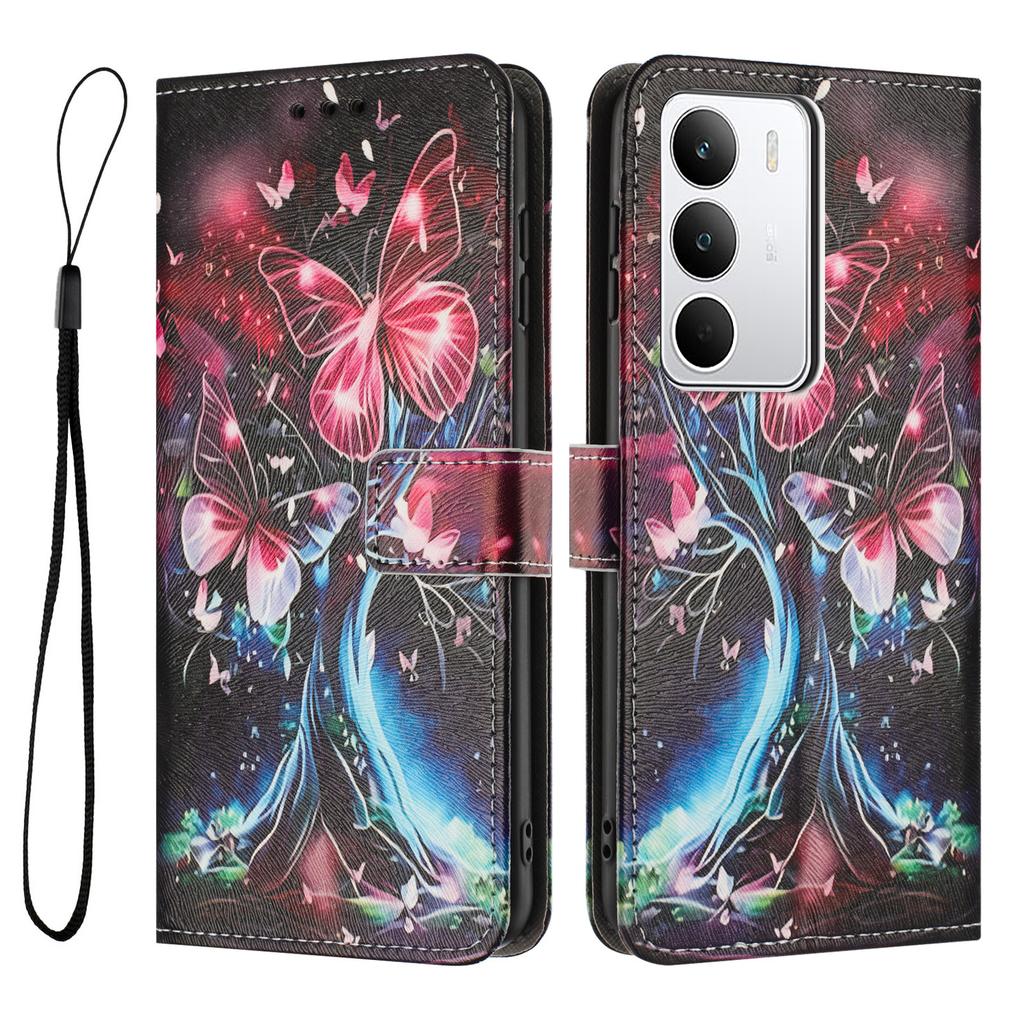 For Realme C71 4G Wallet Case Pattern Printing PU Leather Phone Cover with Lanyard