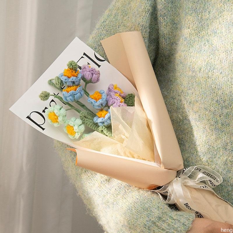 

Knitted Artificial Flowers Bouquet Hand Woven Fake Daisy Flower Living Room Wedding Decorations Office Desktop Decoration