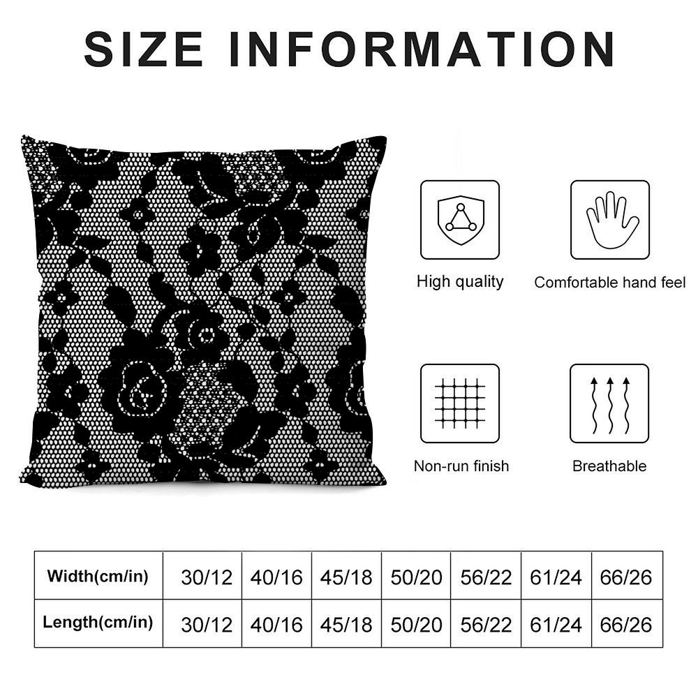 Lace Print Pattern Fashion Cushion Cover Pillowcase Ultra Soft Skin Friendly Fabric Cloud Like Comfort & Concealed Zipper