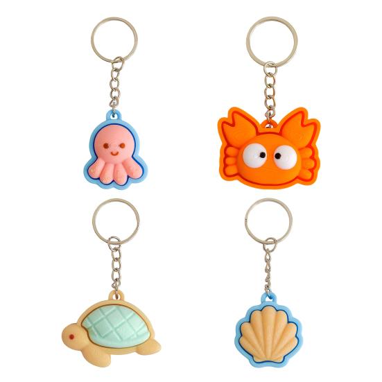 Keychain 3D Printing Sea Animal Design Turtle Crab Octopus Portable Pendant Decompression Stress Relief Key Chain