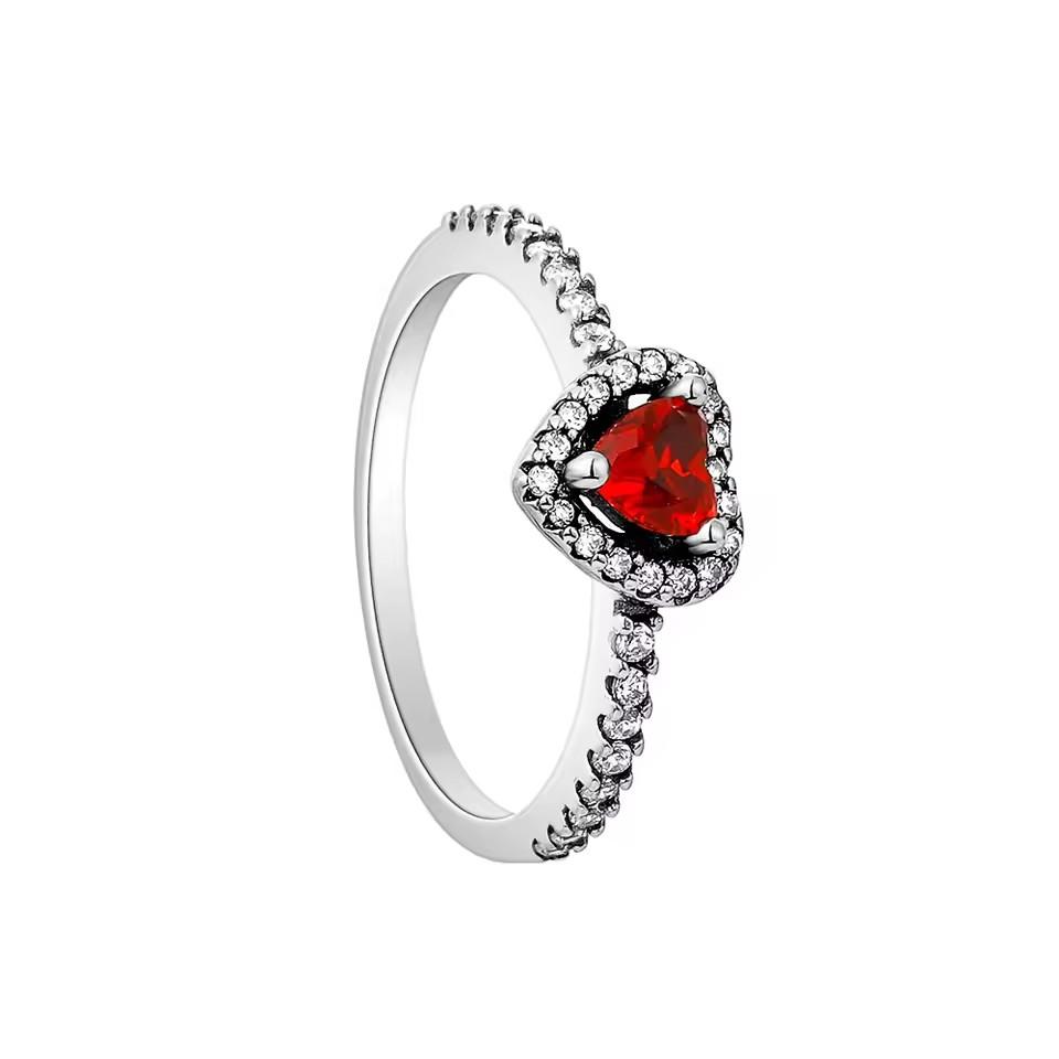 Nuevos anillos de plata de ley 925 con dije en forma de corazón rojo para mujer, joyería fina, regalos de moda para mamá.