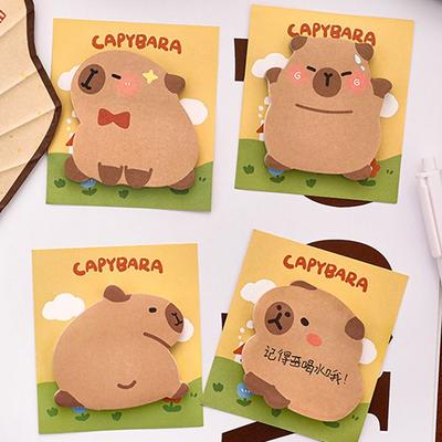4 Pcs/Bag Kawaii Capybara Memo Pad Durable Portable Cartoon Notepad Creative Self-adhesive N Times Sticky Notes To Do List