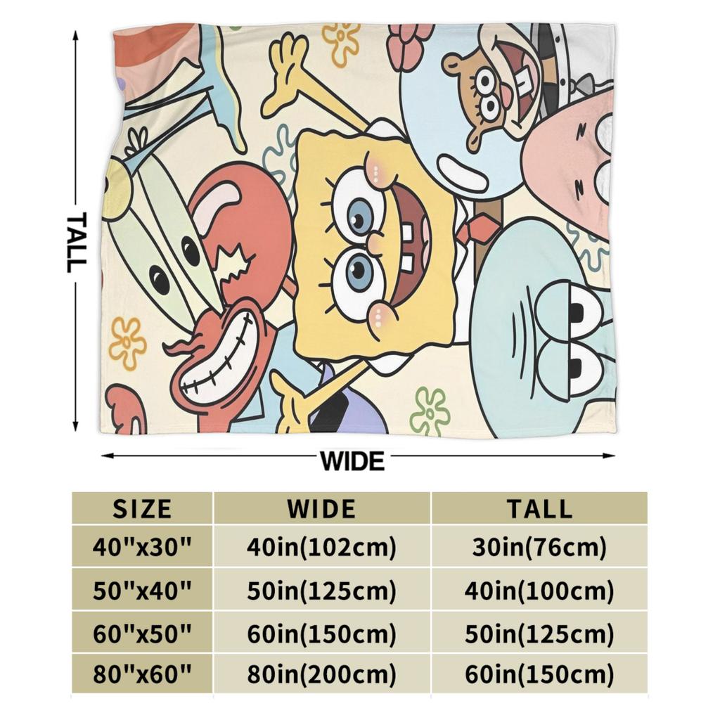 Cartoon Cute SpongeBob SquarePants Blankets Flannel Warm Throw Blanket for Bed Bed Rug