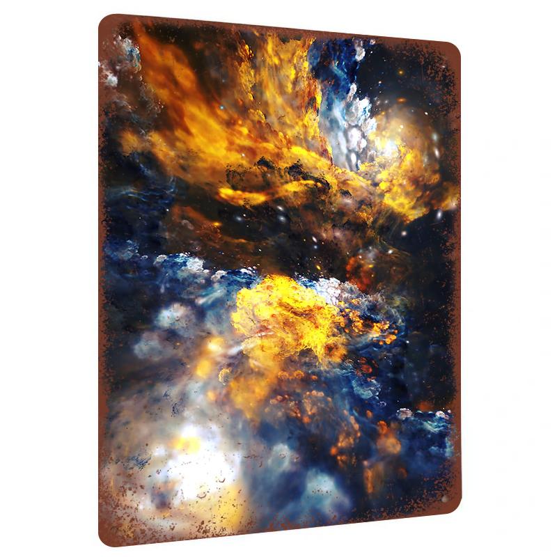 Abstract Cosmic Nebula Metal Wall Art Modern Home Decor Living Room Art Hanging Ornament 20x30cm(7.8x11.8inch)