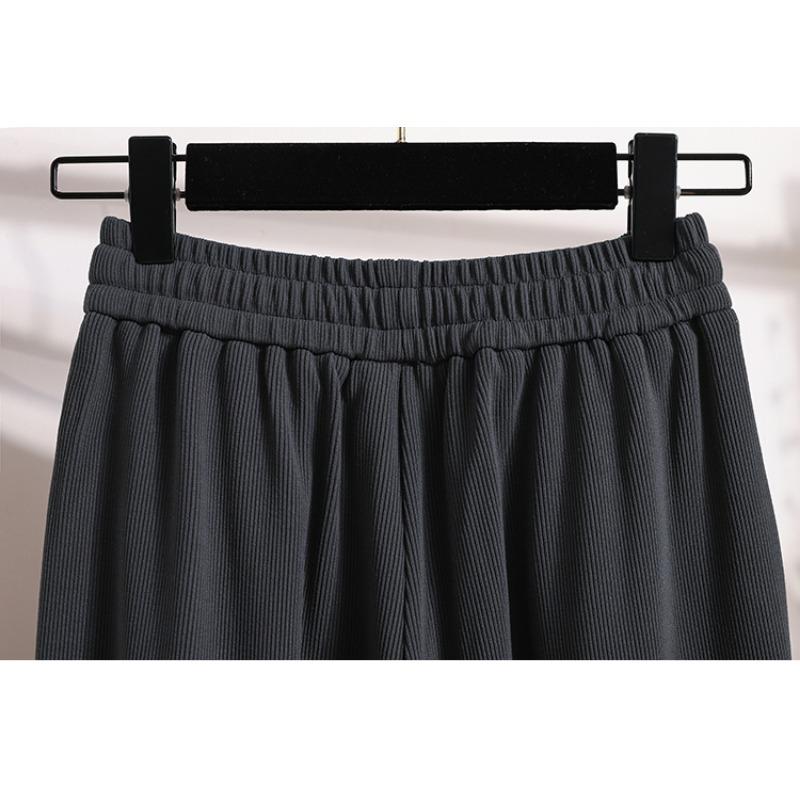 Dimanaf 2024 Plus Size New Long Pants Women Elastic Loose High Waist Vintage Solid Loose Soft Casual Drawstring Basic Trousers Wide Leg Pants 5XL