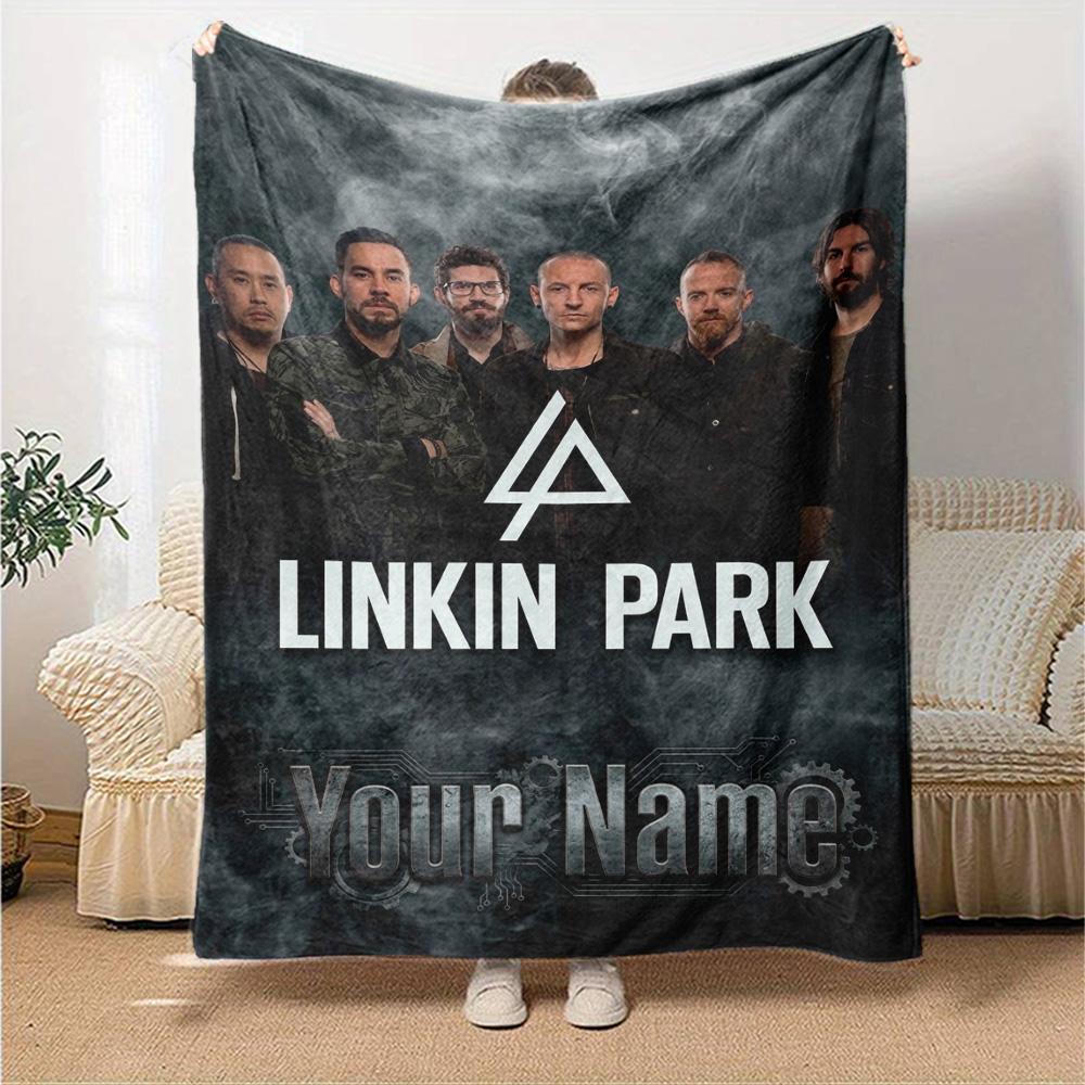 Name Custom Linkin Park Print Flannel Blanket High Quality Warm Comfortable Cover for All Seasons Perfect for Gifts Home Decor