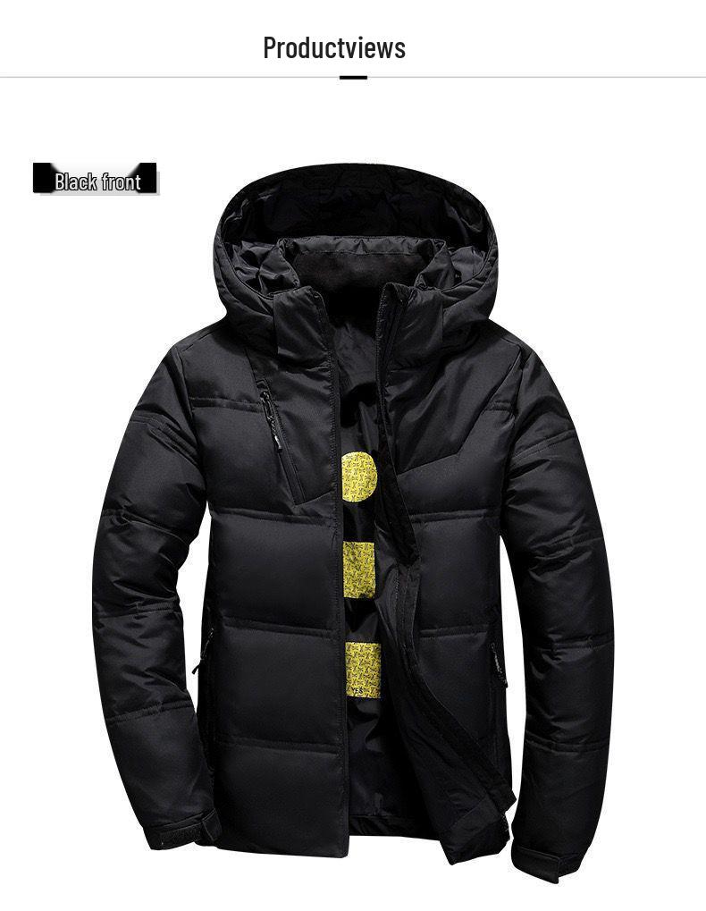 Men's European and American Winter Hooded Business Casual Warm Coat