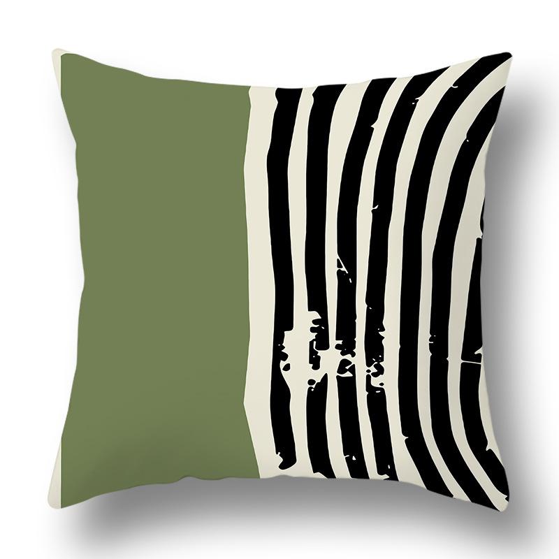 Nordic Abstract Green Geometric Pillowcase Flower Print Home Petal Velvet Pillow Cushion Cover