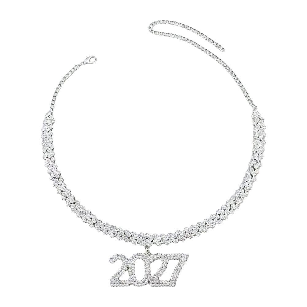 Exaggerated 2027 Number Pendant Necklace Aesthetic 2027 New Year Jewelry New Year's Eve Gift