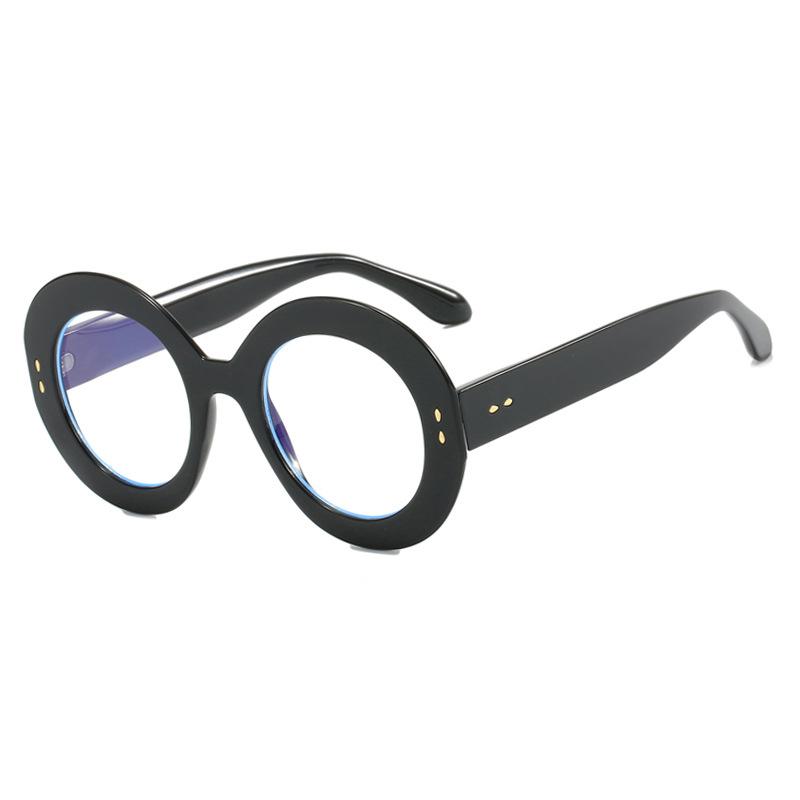Fashion Retro Brand Design Round Thick Edge Leopard Femal Big Frame Anti Computer Blue Light Women Radiation Protection Glasses