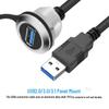 Round Square USB 3.1 Male to Female Yacht/Motorcycle/Car Waterproof Cable, Compatible with USB 3.0/2.0.