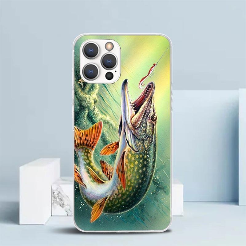 Offshore Angling Fishing Fish Rod Phone Case For IPhone 16 17 Air 16E 15 14 Plus 13 Mini 12 11 Pro Max 7 8 + SE 2020 Soft TPU Ba