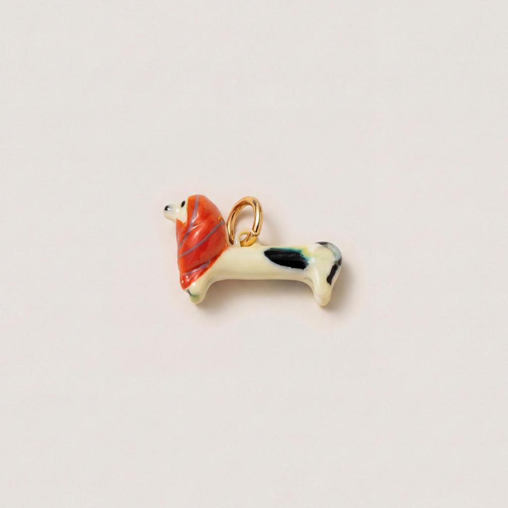 18K Gold-Plated Animal Mushroom Pendant with Dripping Oil Paint Design