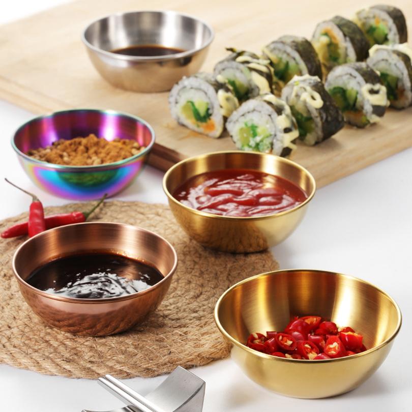 4pcs Round Stainless Steel Fruit Salad Bowls Seasoning Serving Tray Kitchen Tableware Utensils Food Container Mixing Bowls