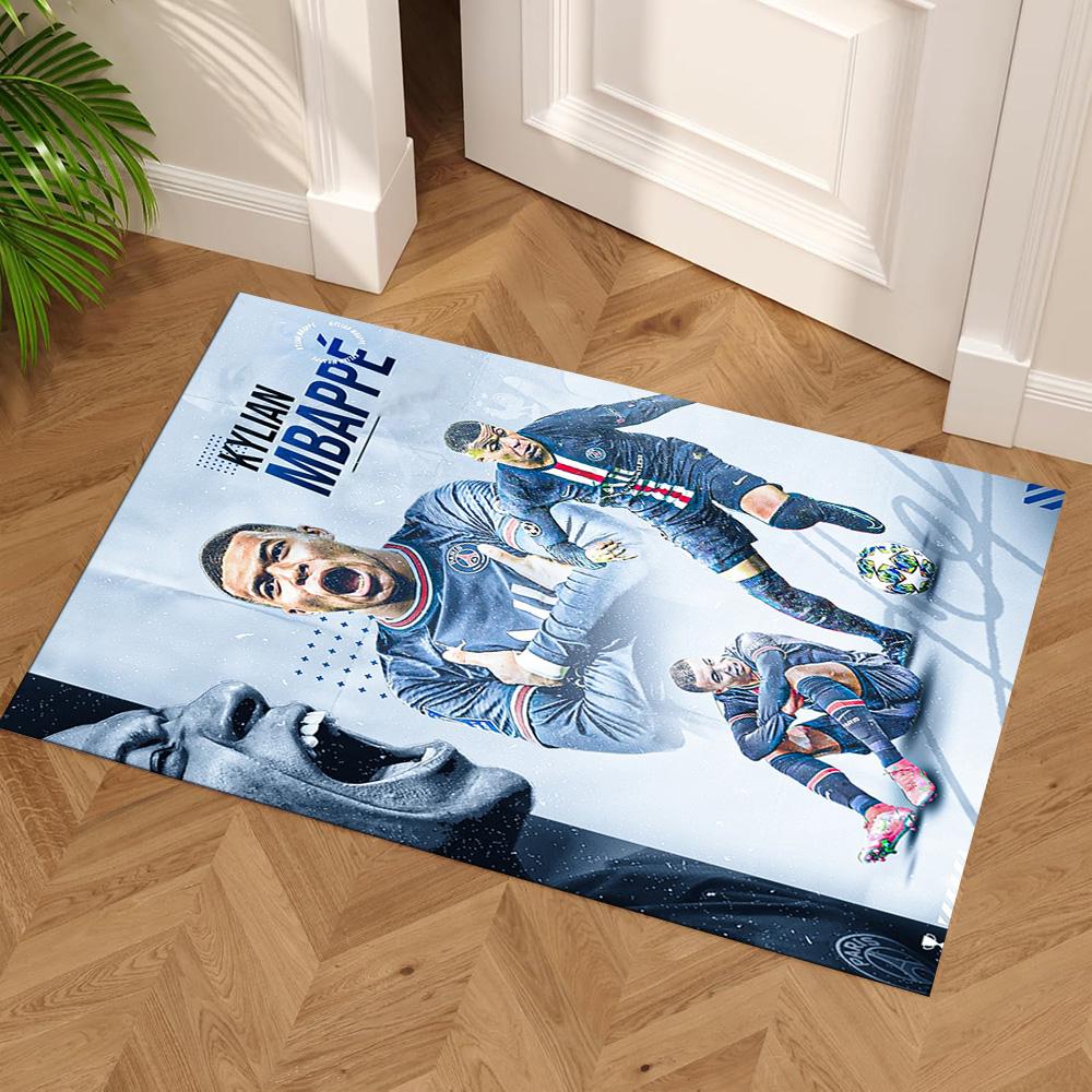 Star Player Kylian Mbappé Floor Mat Design for Living Rooms Bedrooms Decorate Room Balcony Anti-slip Rug Office Home Decor