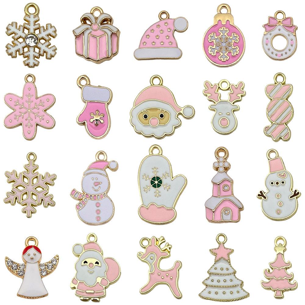 Christmas Series Accessories Pendant Handmade Diy Bracelet Necklace Keychain Earring Pendant Santa Claus Reindeer Snowflakes