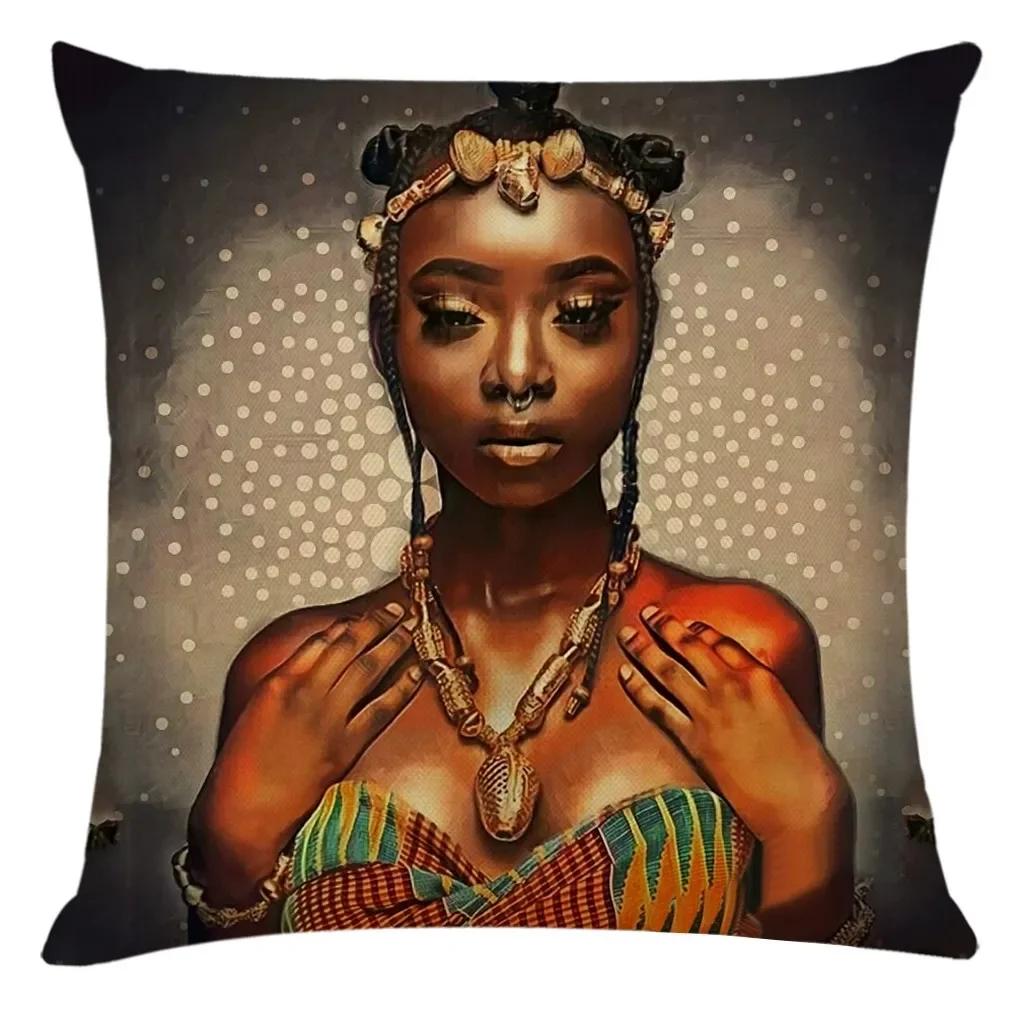 Home Decor Fashion Afro Black Women Girls Sofa Pillowcases Bedroom Living Room Cushion Covers