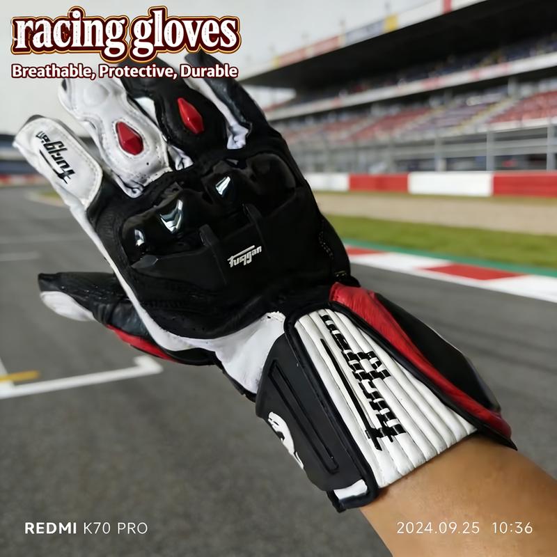 Retro Motorcycle Riding Gloves Leather Accessories Wear-resistant Motocross Knuckle Guard Finger Moto Crycling Glove Gp for Men