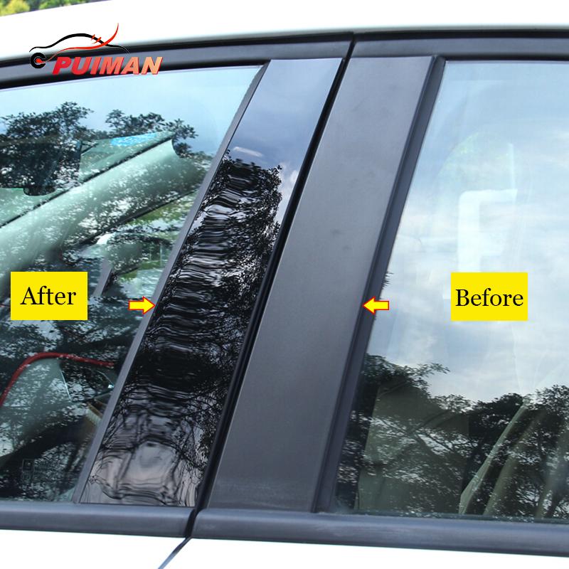 Black PC Car Door Window Middle Column Trim Decoration Strip Protection Stickers For Nissan Qashqai J11
