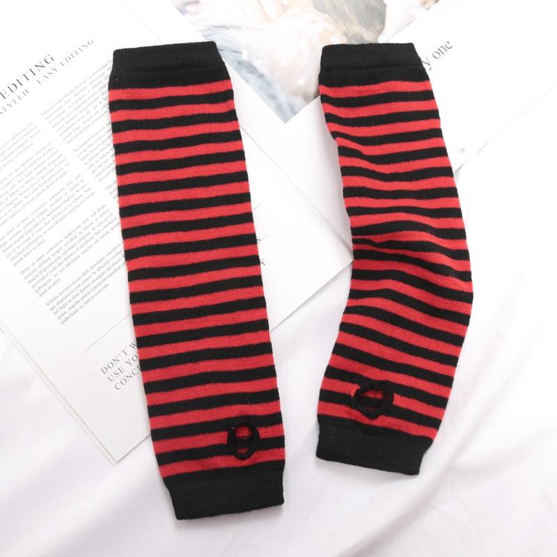 Punk Winter Warm Long Sleeves Gloves Goth Men Women Fingerless Stripe Hip-Hop Knitted Elbow Mittens Elastic Outdoor Warmer Arm