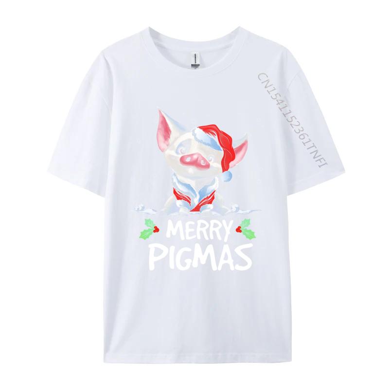Рождество Счастливого Пигмаса Смешная Рождественская пижама для любителя свиней Футболки Винтажная футболка Оверсайз Хлопковая футболка Футболка Премиальный комфорт S