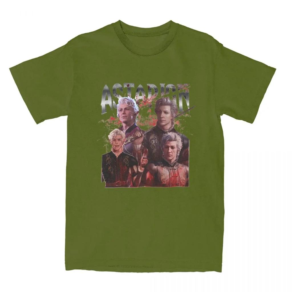 Men Astarion Vampire Vintage Baldur's Gate T Shirts Cotton Clothes Crazy Short Sleeve Round Neck Tee Shirt Unique T-Shirt