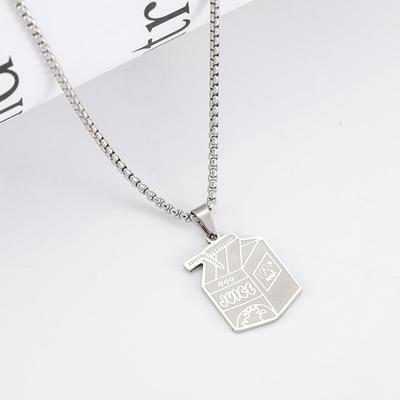 Exquisite Stainless Steel Juice Box Pendant Necklace Personality Hip Hop Necklace Hoodie Accessories Jewelry For Couples