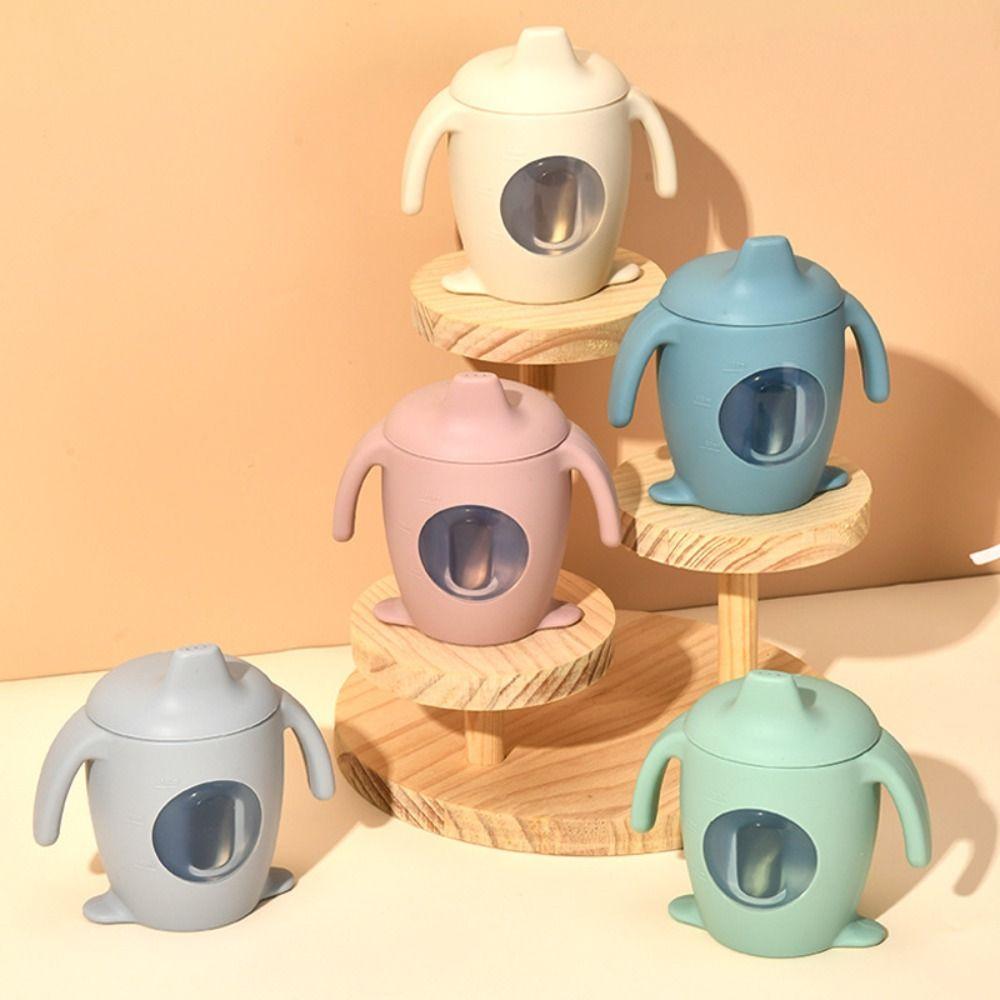 Silicone Baby Silicone Sippy Cup Learning Cup Transparent Cups Fashion Cartoon Water Bottle  Baby