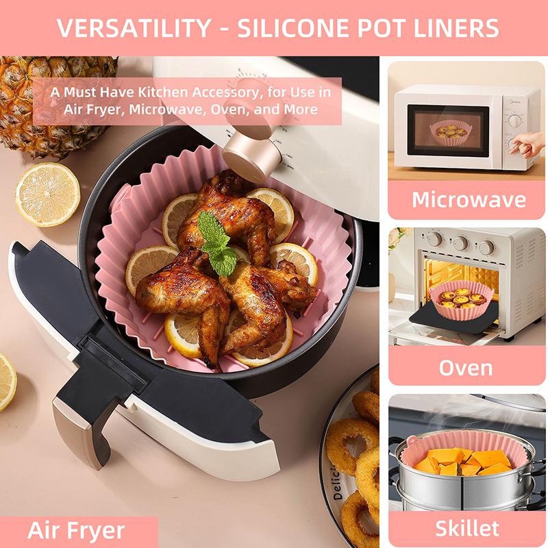Air Fryer Silicone Baking Tray Mat Circular High-Temperature Resistant Foldable Food Grade Double Ear Baking Tray