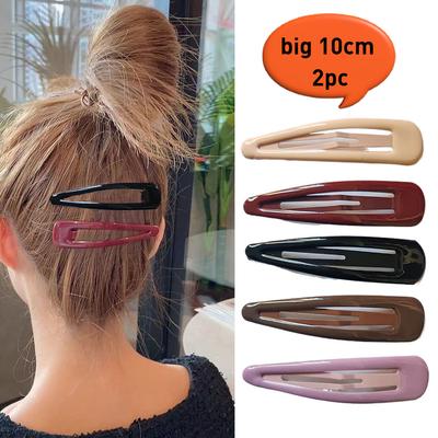 2pc Colorful 10cm Big Solid Good Alloy Solid Color Simplicit BB Hair Side Clips for Girls Women Vintage Hairpin Hair Accessories