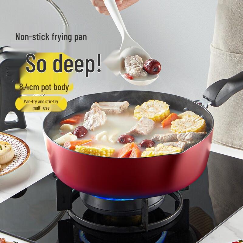 Chui Da Huang Red Non-Stick Deep Frying Pan
