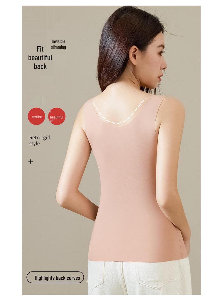 2025 Autumn/Winter Antibacterial High-Elastic V-Neck Shaping Plus-Size Warm Vest