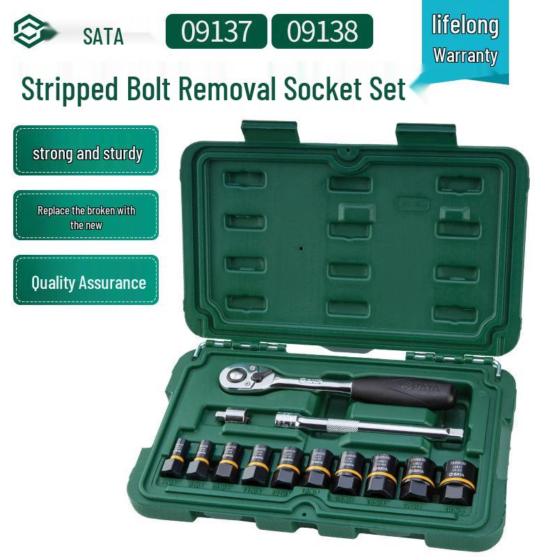SATA Slip Bolt Removal Socket Set, 13-Piece (09137) & 23-Piece (09138) Tool Sets 13-piece Set
