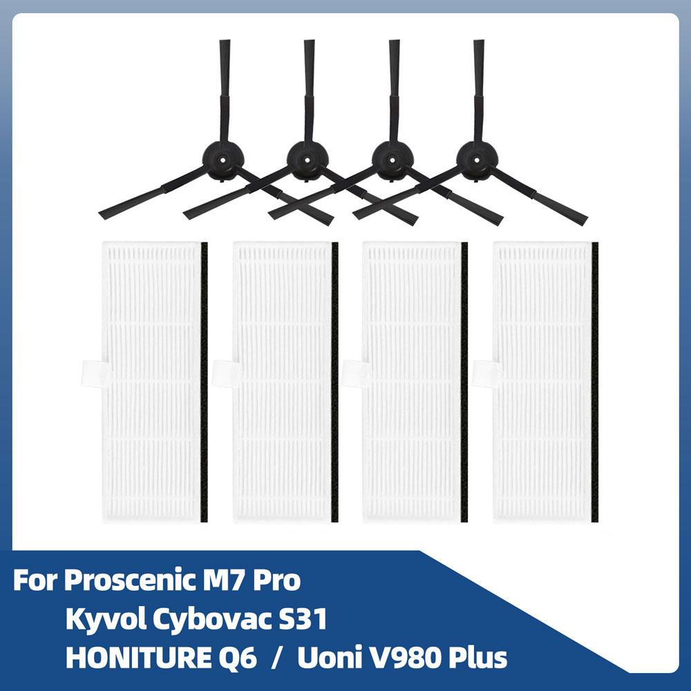 Pentru Proscenic M7 Pro / Kyvol Cybovac S31 / HONITURE Q6 / Uoni V980 Plus Piese de schimb pentru aspirator robot Perie laterală principală Mop cu filtru Hepa