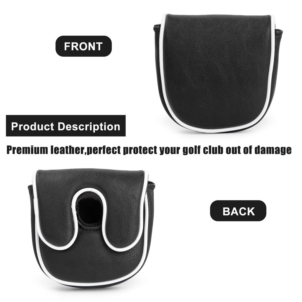 Mallet Putter Head Cover Black Style Magnetic Closure Compatible with LAB DF3 Putter Made of Premium PU Leather
