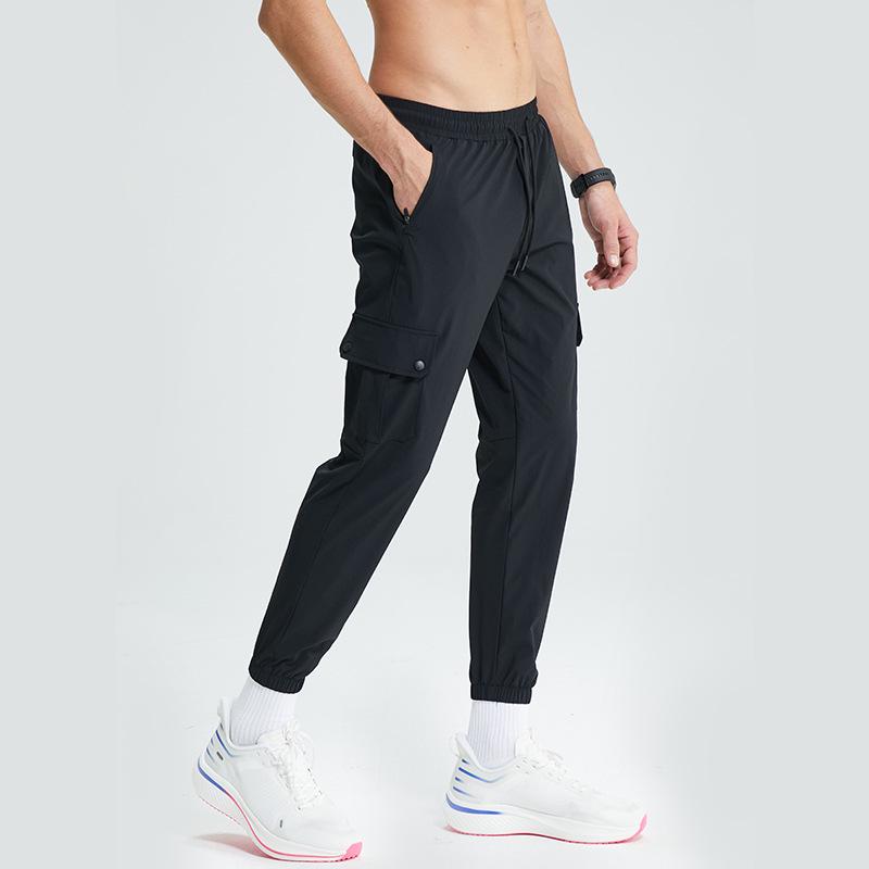 Men's Summer Quick-Dry Elastic Sports Pants, Loose Fit, Four-Way Stretch, Cuffed Ankle, Casual Fitness Wear