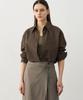 NOIRER FOR WOMAN Cotton Loose Fit Classic Shirt (Deep Brown)