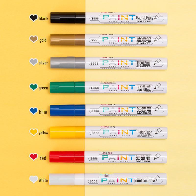 "Deli White Waterproof & Oil-Proof Tire Paint Marker - Non-Fading Oily Graffiti Pen"