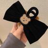 1pc Autumn and winter plush teddy bear bow clip double-sided black hair clip velvet disc hair shark clip hair accessory