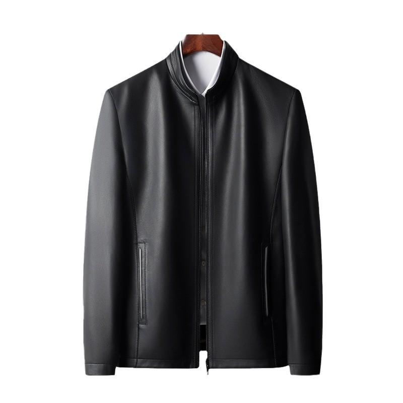 Autumn and Winter New Men's Leather Jacket Stand Collar Sheepskin Genuine Leather Jacket for Men