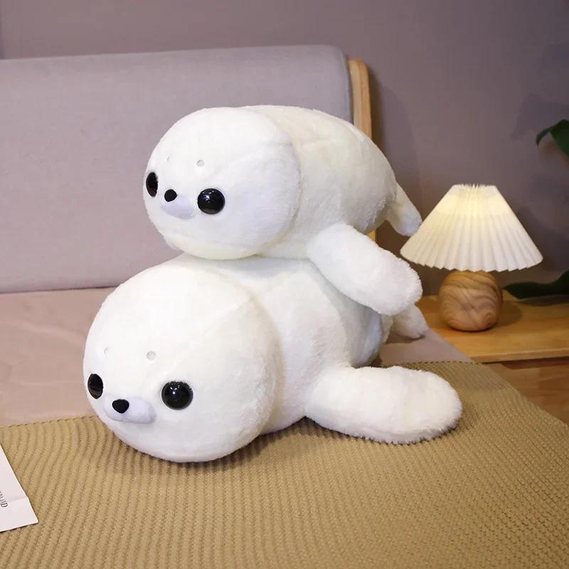 5060Cm Cute White Seal Plush Toy Lifelike Stuffed Marine Life Seal Soft Doll Simulation Seal Pillow Kids Toys Birthday Gift