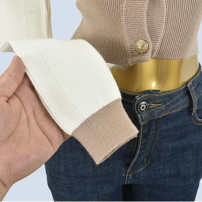 V-neck Sexy Sweater Thick Short High Waist Breasted Tight Cardigan Color Matching Classic Style Metal Buckle Outer Wear for Women