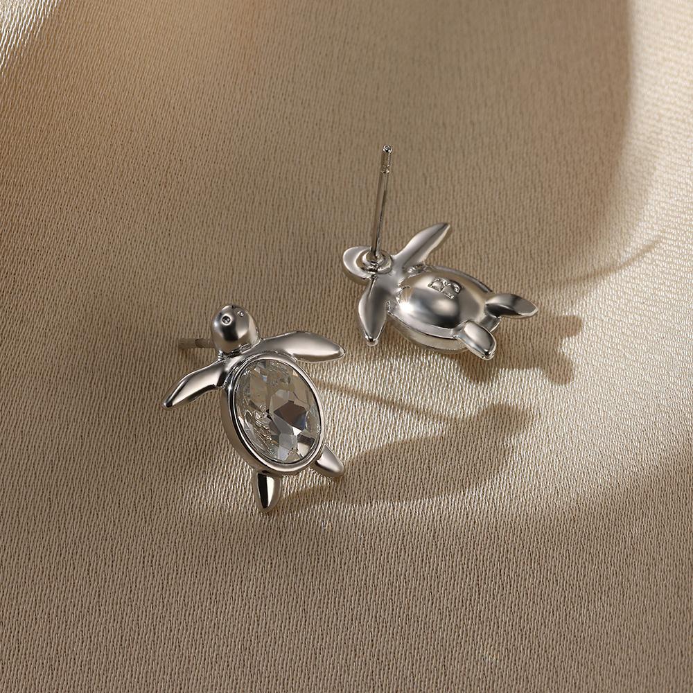 

Винтажные серьги-пусеты в виде хрустальной черепахи для женщин, золотистого цвета, из нержавеющей стали, геометрические серьги-пусеты, свадебные украшения, рождественский подарок